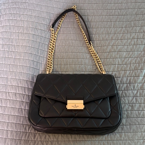 Kate Spade Black Quilted Shoulder Bag with Gold Chain - Picture 1 of 6